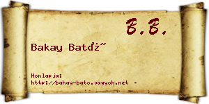 Bakay Bató névjegykártya